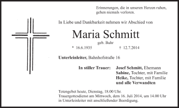 Anzeige von Maria Schmitt von MGO