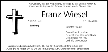 Anzeige von Franz Wiesel von MGO