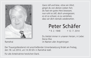 Anzeige von Peter Schäfer von MGO