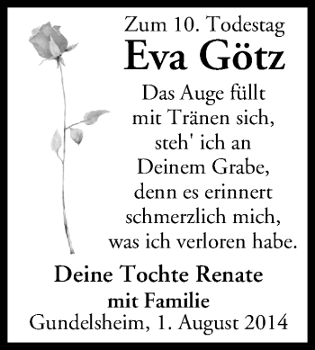 Anzeige von Eva Götz von MGO