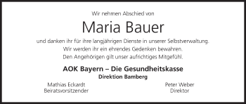 Anzeige von Maria Bauer von MGO