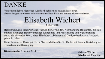 Anzeige von Elisabeth Wichert von MGO