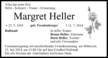 Anzeige von Margret Heller von MGO