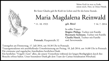 Anzeige von Maria Magdalena Reinwald von MGO