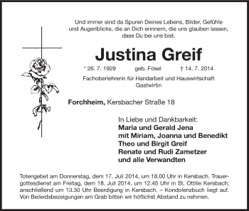 Anzeige von Justina Greif von MGO
