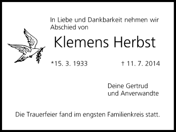 Anzeige von Klemens Herbst von MGO