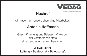Anzeige von Antonie Hoffmann von MGO