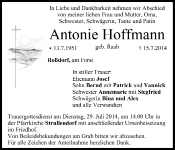 Anzeige von Antonie Hoffmann von MGO