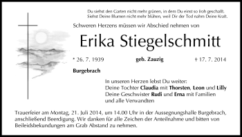 Anzeige von Erika Stiegelschmitt von MGO