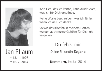 Anzeige von Jan Pflaum von MGO