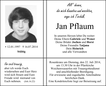 Anzeige von Jan Pflaum von MGO