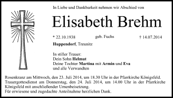 Anzeige von Elisabeth Brehm von MGO