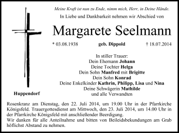 Anzeige von Margarete Seelmann von MGO
