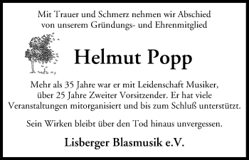 Anzeige von Helmut Popp von MGO