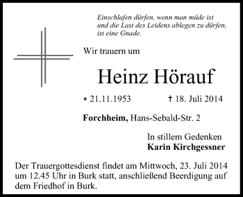 Anzeige von Heinz Hörauf von MGO