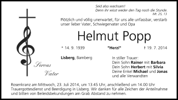 Anzeige von Helmut Popp von MGO