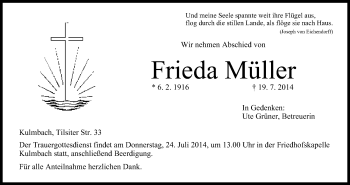 Anzeige von Frieda Müller von MGO