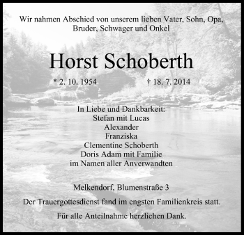Anzeige von Horst Schoberth von MGO