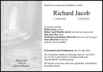 Anzeige von Richard Jacob von MGO