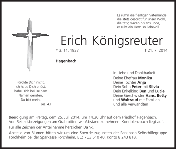 Anzeige von Erich Königsreuter von MGO
