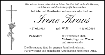 Anzeige von Irene Kraus von MGO