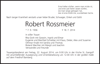 Anzeige von Robert Rossmeier von MGO