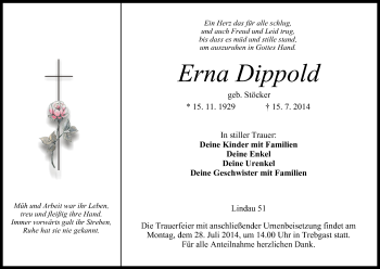 Anzeige von Erna Dippold von MGO