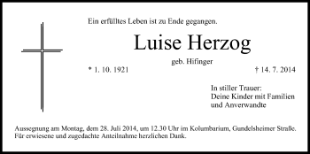 Anzeige von Luise Herzog von MGO