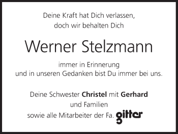 Anzeige von Werner Stelzmann von MGO