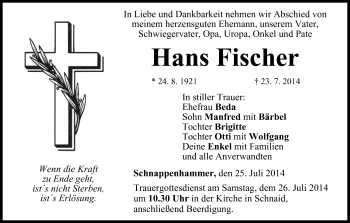Anzeige von Hans Fischer von MGO