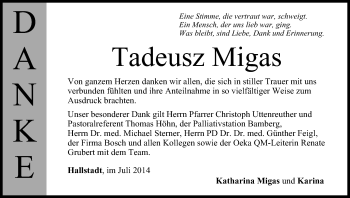 Anzeige von Tadeusz Migas von MGO