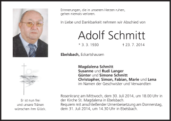 Anzeige von Adolf Schmitt von MGO