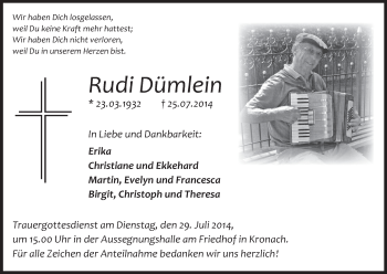 Anzeige von Rudi Dümlein von MGO