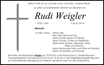 Anzeige von Rudi Weigler von MGO