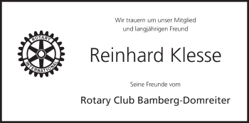 Anzeige von Reinhard Klesse von MGO