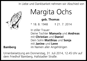 Anzeige von Margita Ochs von MGO