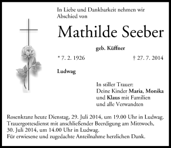 Anzeige von Mathilde Seeber von MGO