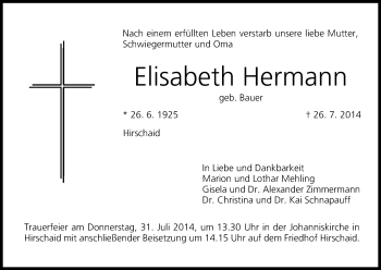 Anzeige von Elisabeth Hermann von MGO