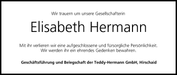 Anzeige von Elisabeth Hermann von MGO
