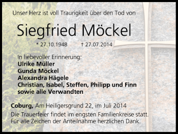 Anzeige von Siegfried Möckel von MGO