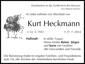 Anzeige von Kurt Heckmann von MGO