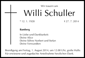 Anzeige von Willi Schuller von MGO