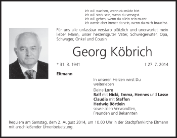 Anzeige von Georg Köbrich von MGO