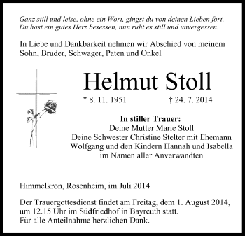 Anzeige von Helmut Stoll von MGO