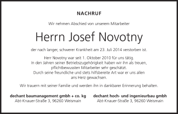 Anzeige von Josef Novotny von MGO