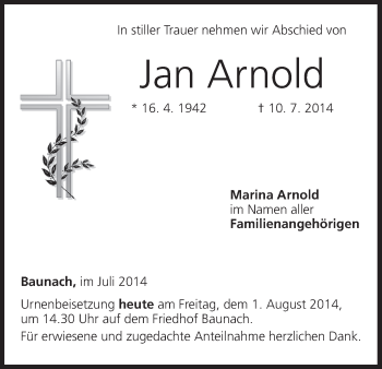 Anzeige von Jan Arnold von MGO