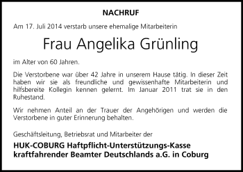 Anzeige von Angelika Grünling von MGO