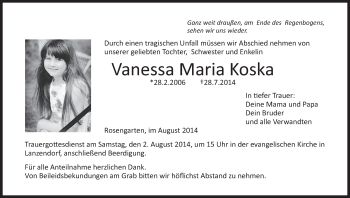 Anzeige von Vanessa Maria Koska von MGO