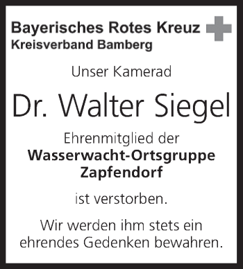 Anzeige von Walter Siegel von MGO
