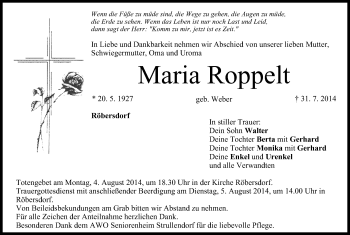 Anzeige von Maria Roppelt von MGO